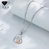 Roségold Katzenherz Anhänger Halskette Damen Modisch OL Stil Einzelne Schicht Kreuzkette Schmuck