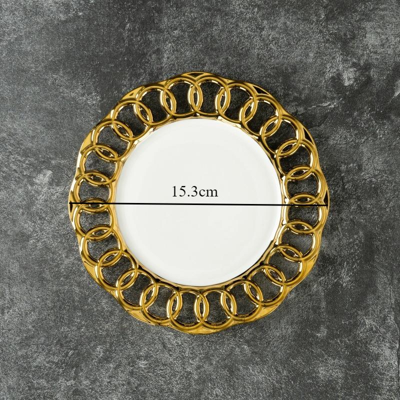 

Golden Hollowed Out Ceramic Dining Plate Sushi Plate Steak Plates Pasta Dish Fruit Dish Salad Bowl Dessert Bowl Serving Plates