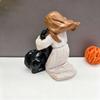 Artistic Carving Girl Cuddling Dog Miniature Figurine Ornament Resin Craft Puppies Figure for Dog Owner Remembrances Gift