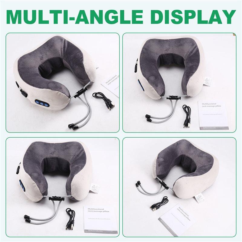 Premium-Portable U-Shaped Neck Massager Electric Pillow Usb Rechargeable Car Travel Massage Pillow