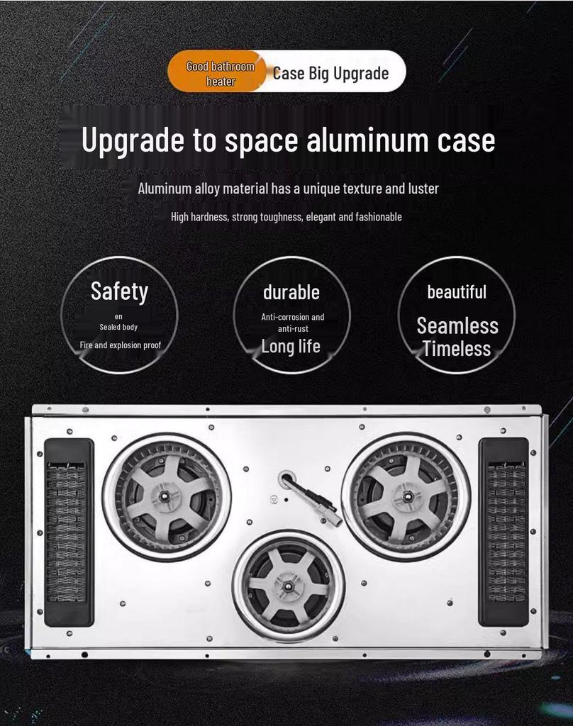Smart All-in-One Bathroom Heater: All-Aluminum, Ceiling-Mounted, Heating, Lighting, Ventilation