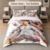 Set Biancheria da Letto Personalizzato Modello Cristiano Ronaldo, Stampa Nome Testo 1 Copripiumino più 2 Federe Tessile per la Casa
