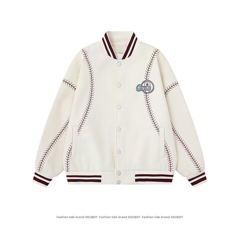 Unisex Oversized V-Neck Colorblock Baseball Jacket 2026 Casual Streetwear Outerwear