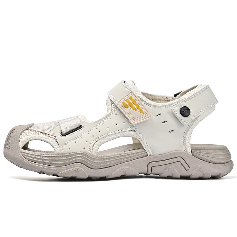 Sommer Herren Leder Strandsandalen Hohle Zehenkappe Outdoor Sportschuhe Handgefertigte Mesh Schuhe