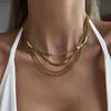 Ingemark 4Pcs/Set Vintage Gold Color Stainless Steel Cuban Link Snake Chain Necklaces Women Waterproof Adjustable Choker Jewelry