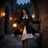 Medieval Renaissance Gothic Dress With Ruffled Collar For Cosplay And Fantasy Role Play