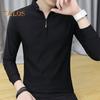 Vår Høst Skjorte Herre Langermet Halv Glidelås Slim Fit Stand Krage Pure Farge Mid Length Pullover Daglig slitasje Business Office Topp