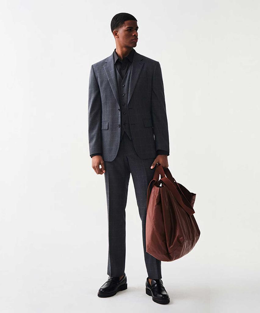 Stco Grey Classic Fit Wool Blend Window Check Suit Jacket_Ssjua55Ccg