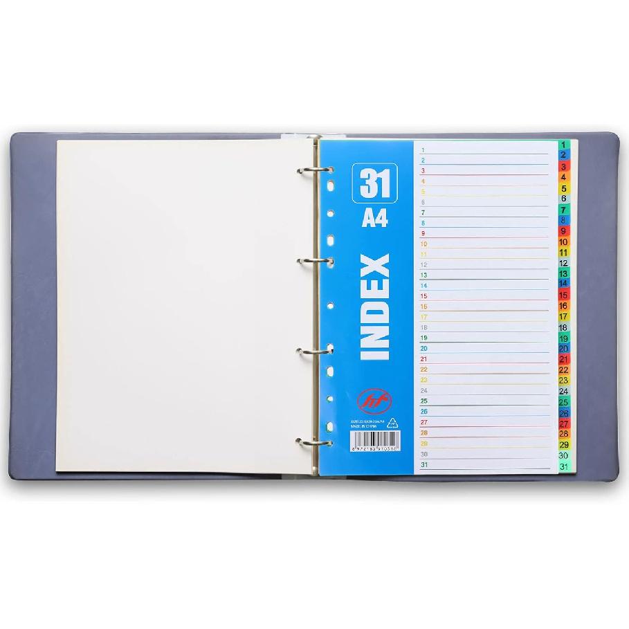 Extra Wide Index Dividers Extended ert Indexes Binder Tab ertable Dividers Plastic Document Organisers - Assorted Color 6-Tab, Number, 31 Pieces