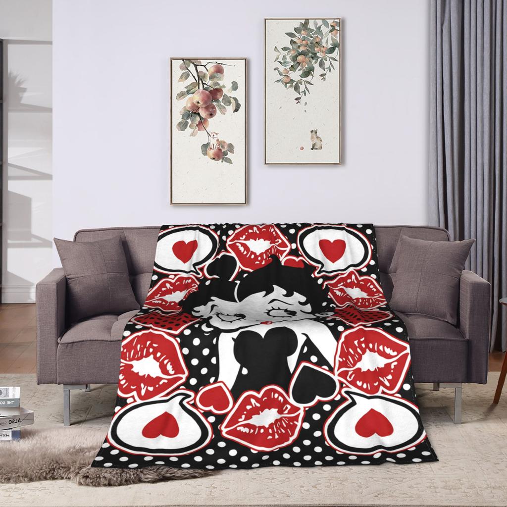 B-Bettys Boops Blanket  Super Warm Novelty Plush Throw Blanket For Bedroom Travel Office Flannel Bedspread Bed Cover