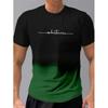 Summer Round Neck 3D Gradient Letters Print Top Fashionable Casual Short Sleeved Men's T-shirts