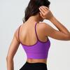 Women's Colorblock Seamless Knit Retro Sports Tank with Chest Pads and Spaghetti Straps