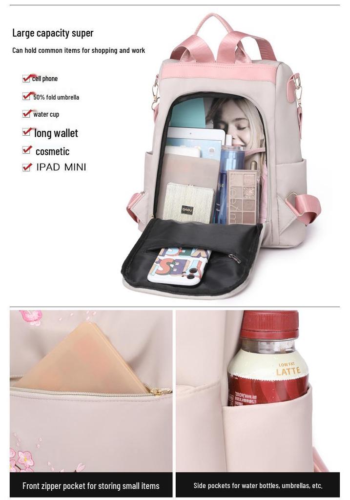 Trendy 2025 Large-Capacity Women's Embroidered Shoulder Bag and Backpack