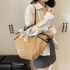 New Simple Fashion Large Capacity Straw Bag 2025 Spring One-shoulder Niche Design Women's Bag Casual Bucket Bag