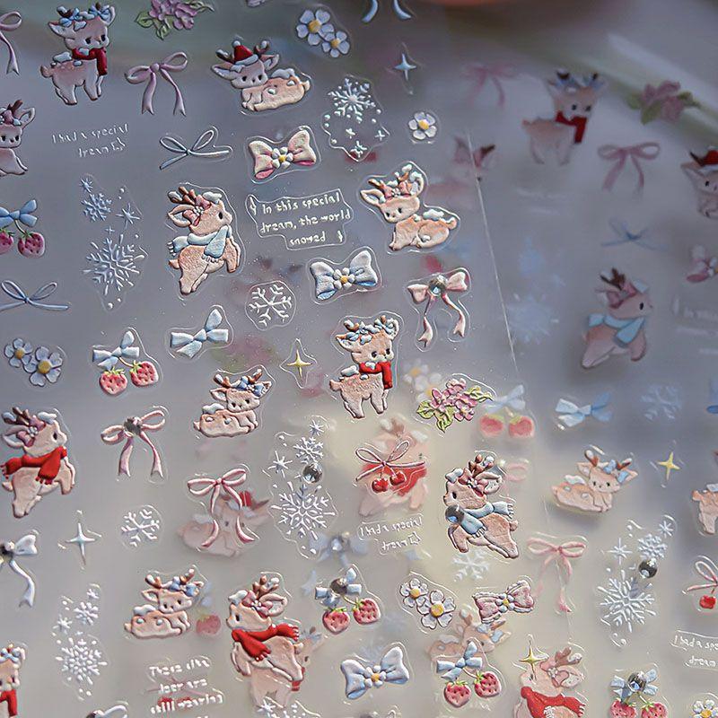 

Bright Crystal Snow Deer Nail Stickers Tomoni Embossed Ins New Arrival 5D Christmas Snowflake Nail Stickers Decoration Fawn 4476 in Snow((Crystal Drill))