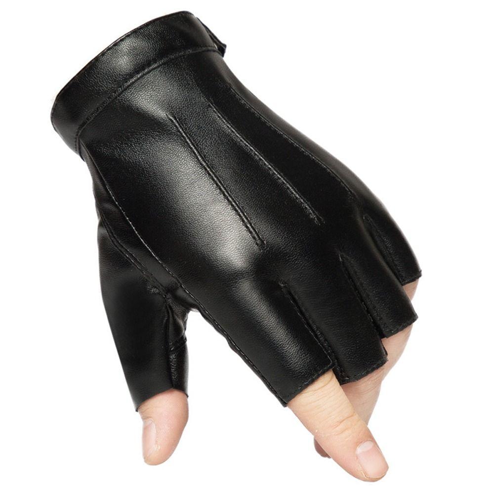 Fitness PU Leather Gloves Riding Cycling Gloves Motorcycle Fingerless Mittens  Driving Fishing