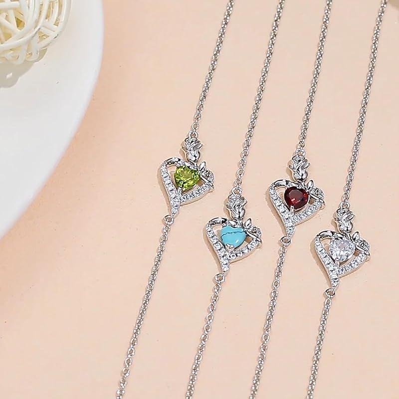 Used Bracelet for Women December Birthstone Turquoise Rose Motif Platinum Plated Silver 925 White Day Return Gift Jewelry Accessories Birthday