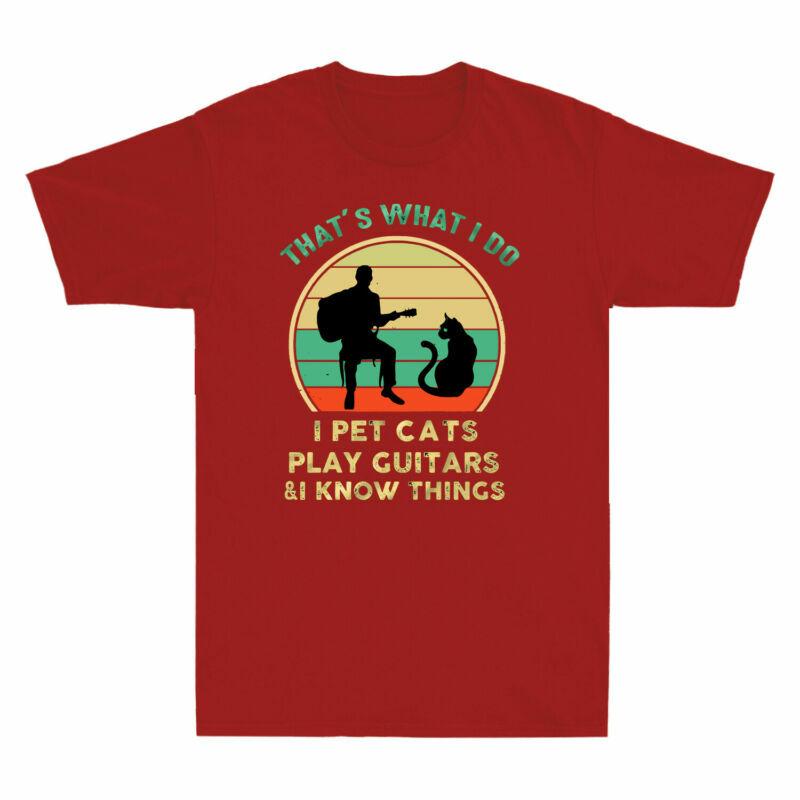 Vintage Pet Cats Play and That's Know I What Things T-Shirt Guitars I I Do Unisex's