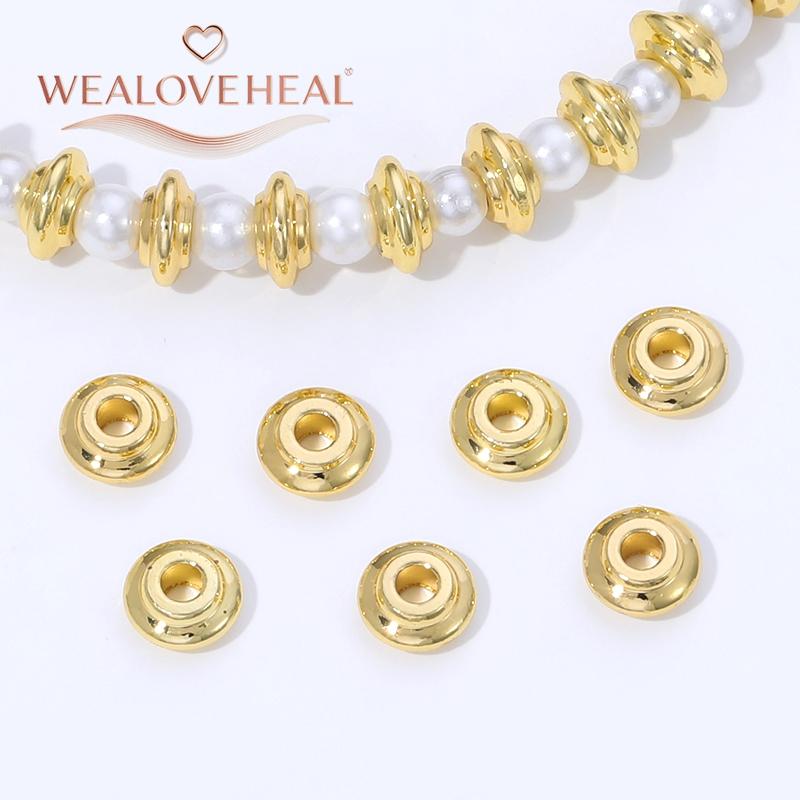 14K Gold Plated Brass Round Abacus Flat Spacer Beads ,Bead Separator For DIY Bracelet Necklace Jewelry Making Supplies Wholesale