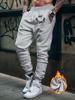 Smile-graffiti Men Jogging Pants Pocket Keep Step Smiling Circle Drip Print, Leg Curved Letter Design, Relaxed Sweatpants for Daily Casual Outings