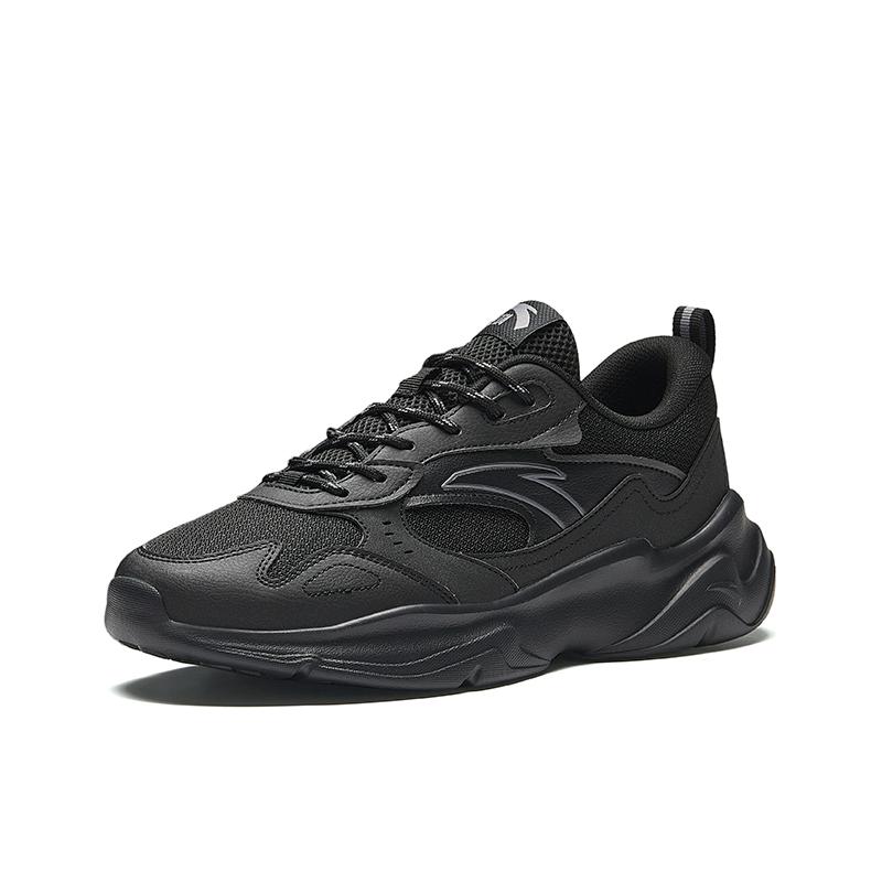 New Anta Little Chunky Height Increasing Lightweight Breathable Low Top Casual Shoes Men's Black 912528810-5