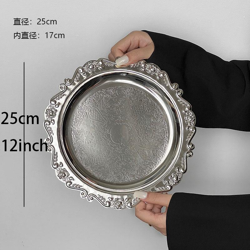 Retro Luxus Versilberte Teller Kuchen Dessert Tablett High Tea Snack Obstschale Schmuckaufbewahrung Tischdeko Heim Hotelbedarf