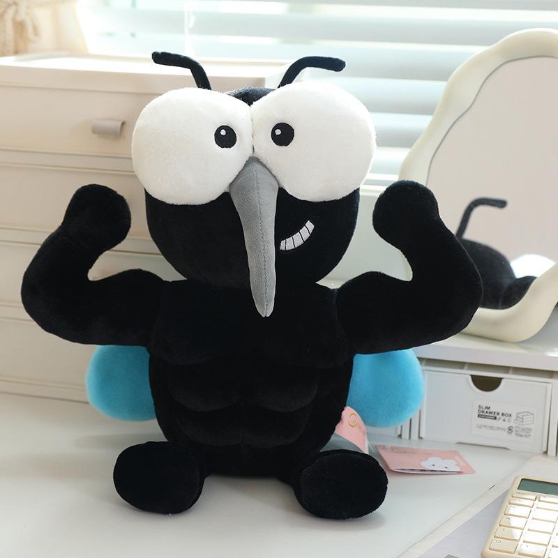 Cute Summer Mosquito Plush Toy with Abs Muscle, Creative Funny Stuffed Animal Doll, Kids Gift