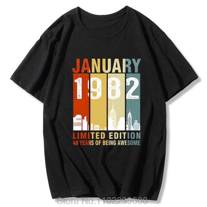 

JANUARY 1982 T Shirt For Men Women Cotton Tshirt Summer Retro Tops Short Sleeve Unisex Tees Oversize Streetwear Harajuku 5XL різнокольоровий