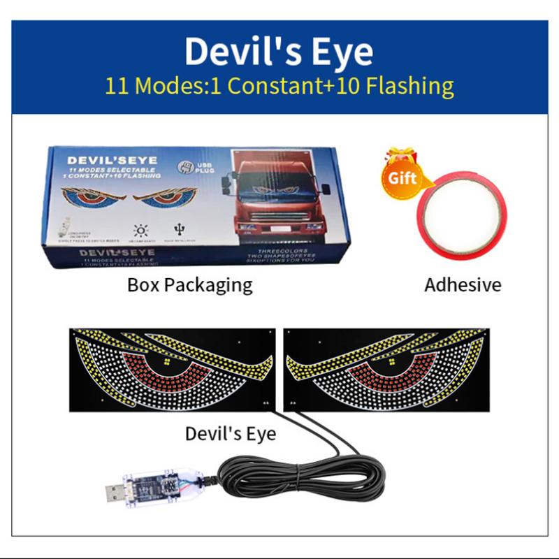 Auto Teufelsauge Licht RGB Dynamisches Dämonenauge Dekoratives Licht LED Display Dekor Pixel Panel Windschutzscheibe USB 5V Mehrfachmodus Lampe