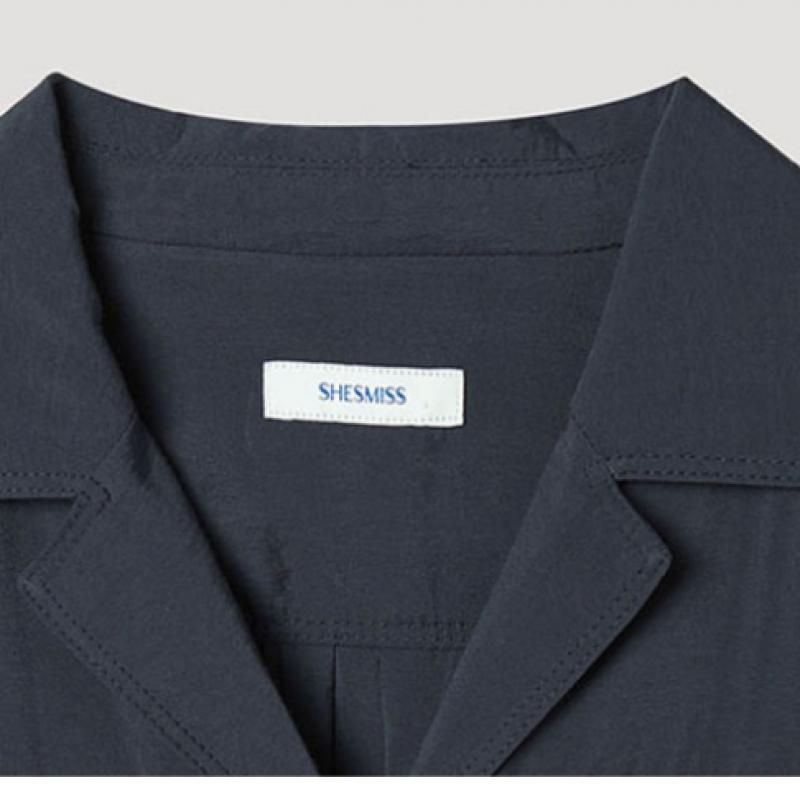 [She S miSS] Open Collar Shirring Long dreSS Swwopp22020