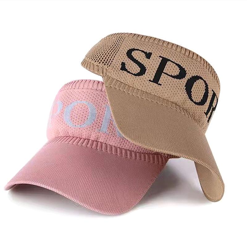Women Ladies Summer Empty Top Beach Cap Solid Color Knitted Hat Large Wide