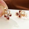 Charm Female Green Zircon Stone Flower Clip Earrings Vintage Gold Color Wedding Jewelry For Women