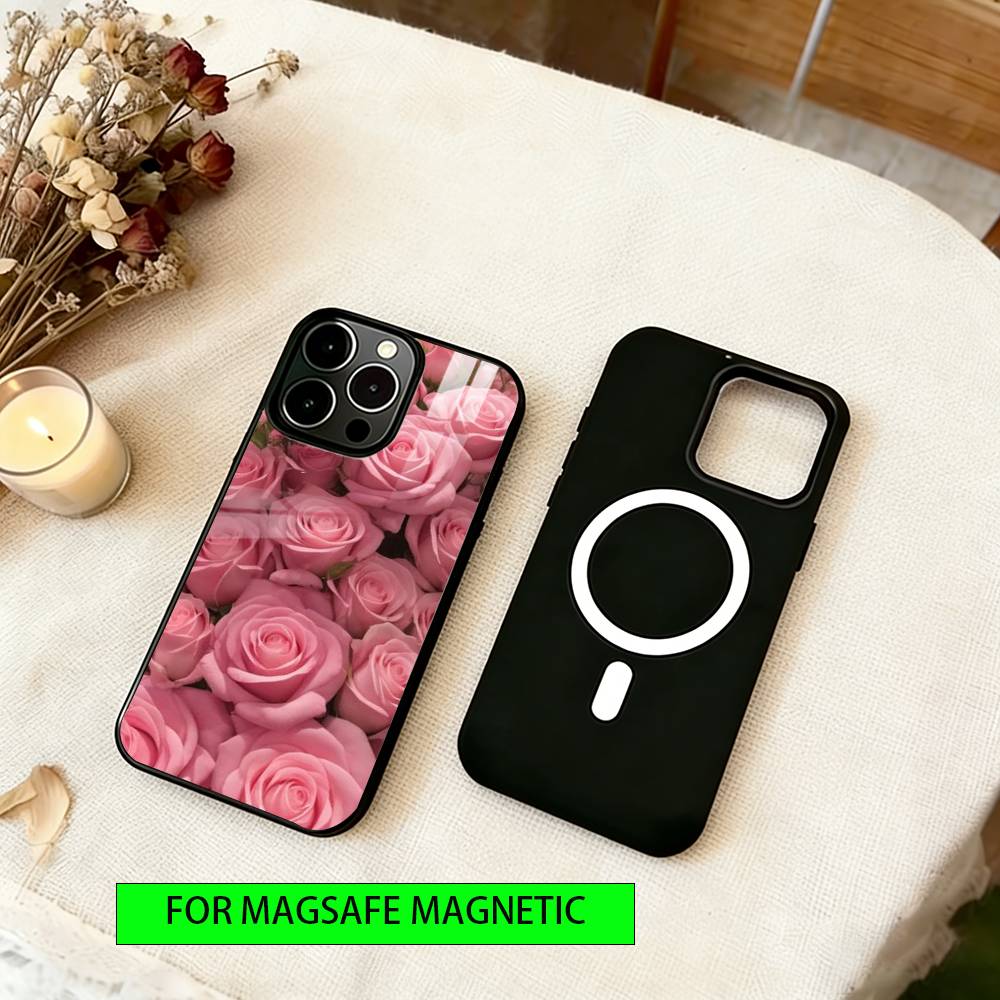 Flower  Phone Case For iPhone17,16,15,14,13,12,11 Plus,Pro Magnetic For Magsafe Wireless Charging