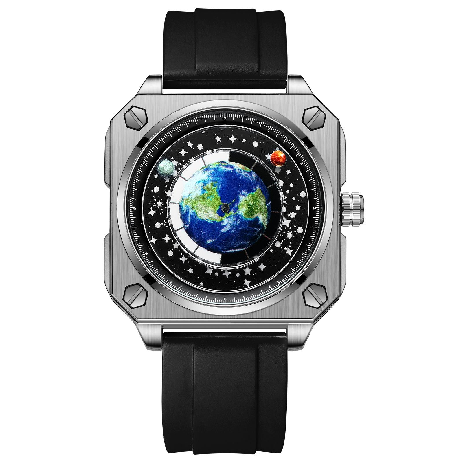 Binbang 2023 Men s Creative Large Dial Starry Sky Watch with Genuine Leather Strap