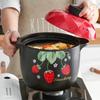 1Pcs Ceramic Casserole Cooking Soup Pot Red Strawberry Round Kitchenware  Saucepan Gas Stove Cookware Household Kitchen Supplies