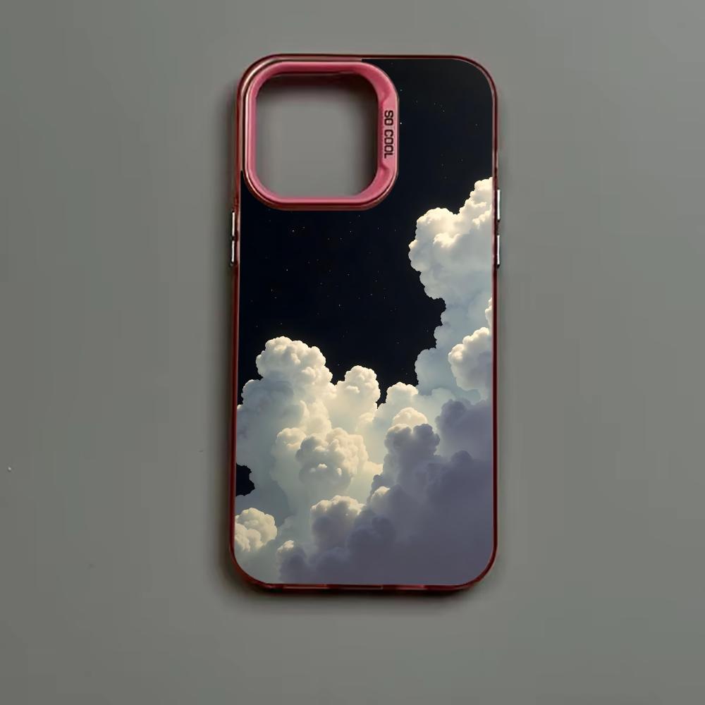 White Cloud Phone Case   for iPhone 16 15 14 13 Pro 12 11 Pro Xs X XR Max 8 7 SE Laser Hard PC+TPU Cases Back Cover