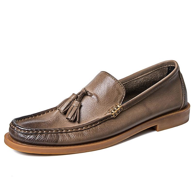 Top Quality Men Genuine Leather Driving Loafers Slip On Tassel Decorated Comfortable Soft Leather Men Moccasins Shoes