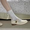 White versatile skirt round head light mouth thick heel Mary Jane shoes women's 2025 new summer retro French single shoes