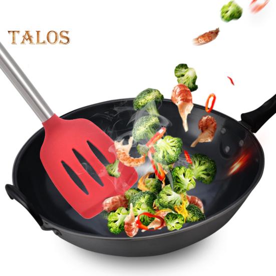 2Pcs Silicone Spatula Slotted Food Grade Heat Resistant Dishwasher Safe Frying Fish Eggs Non-stick Pot Cooking Turner Cookware Utensils Kitchen
