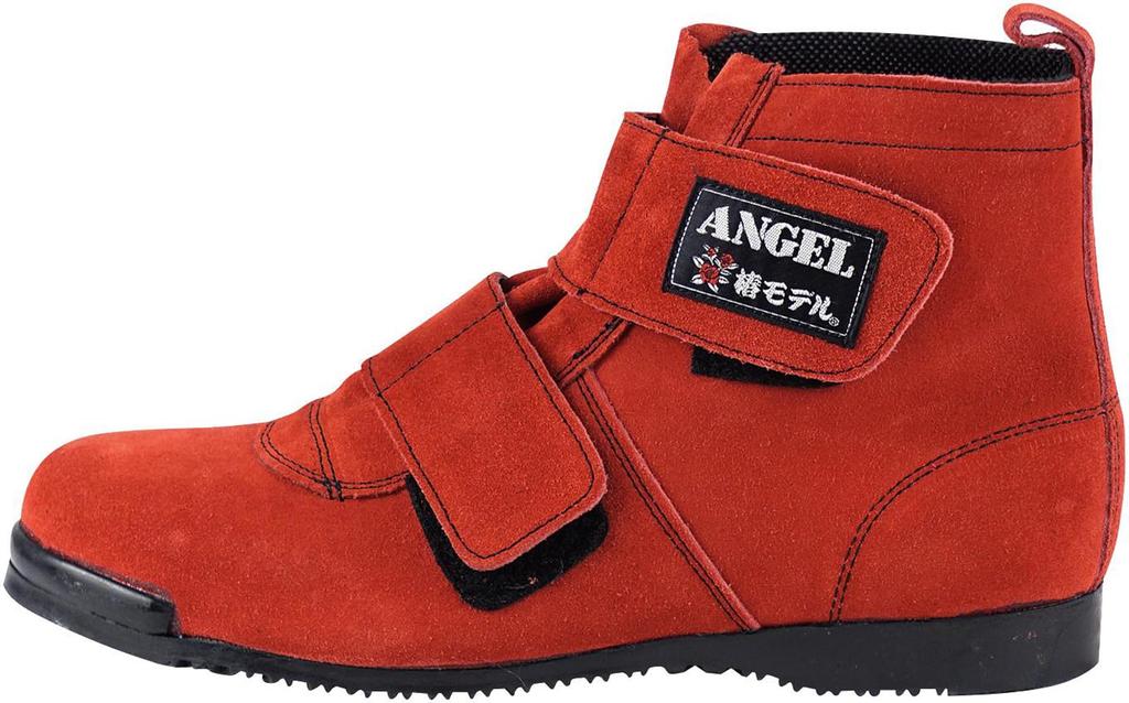 Tsubaki Model Safety Shoes Velor SB34 Magic Middle Length JIS Standard Made In Japan Red 25.0cm