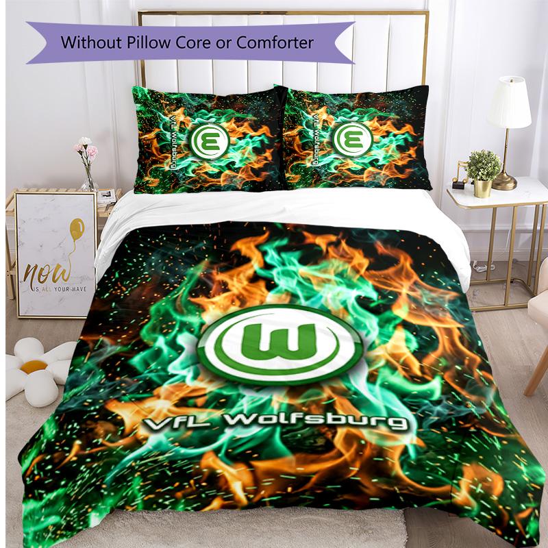 Set Biancheria da Letto 3 Pezzi Stampato FC VfL Wolfsburg Traspirante Copripiumino con Federe Biancheria da Letto Decorativa per Camera da Letto Casa
