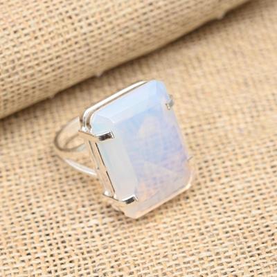 Milky Opal Gemstone Handmade Ring 925 Sterling Silver Jewelry Pretty Ring For Women
