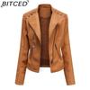 BITCED Spring/Autumn Women's Leather Jacket - Short Fit, Slim-Cut, Lightweight Leather Coat, Biker Style