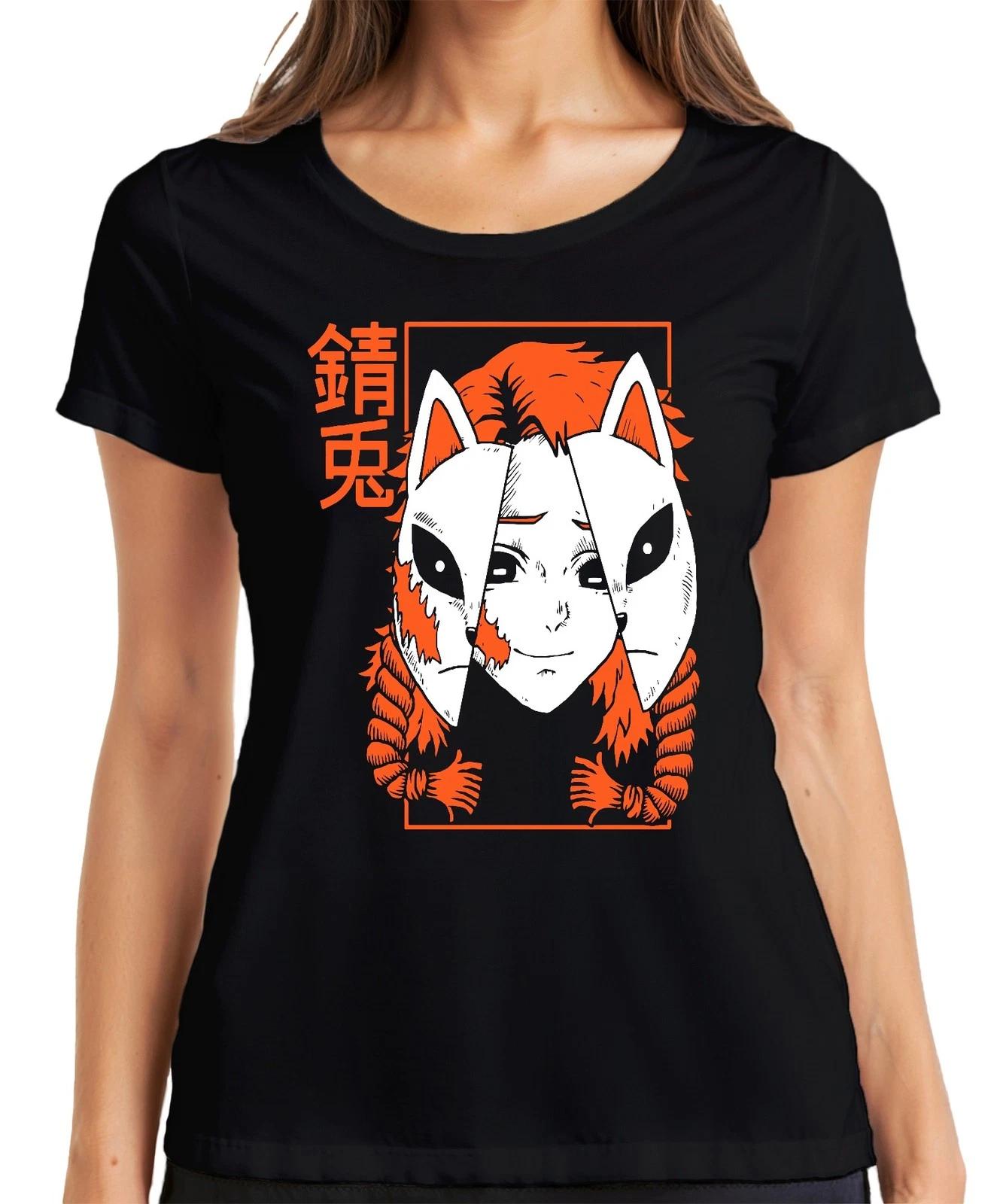 Kitsune Maske Anime Fuchsmasken Cosplay Otaku Geschenk düster Damen T-Shirt M