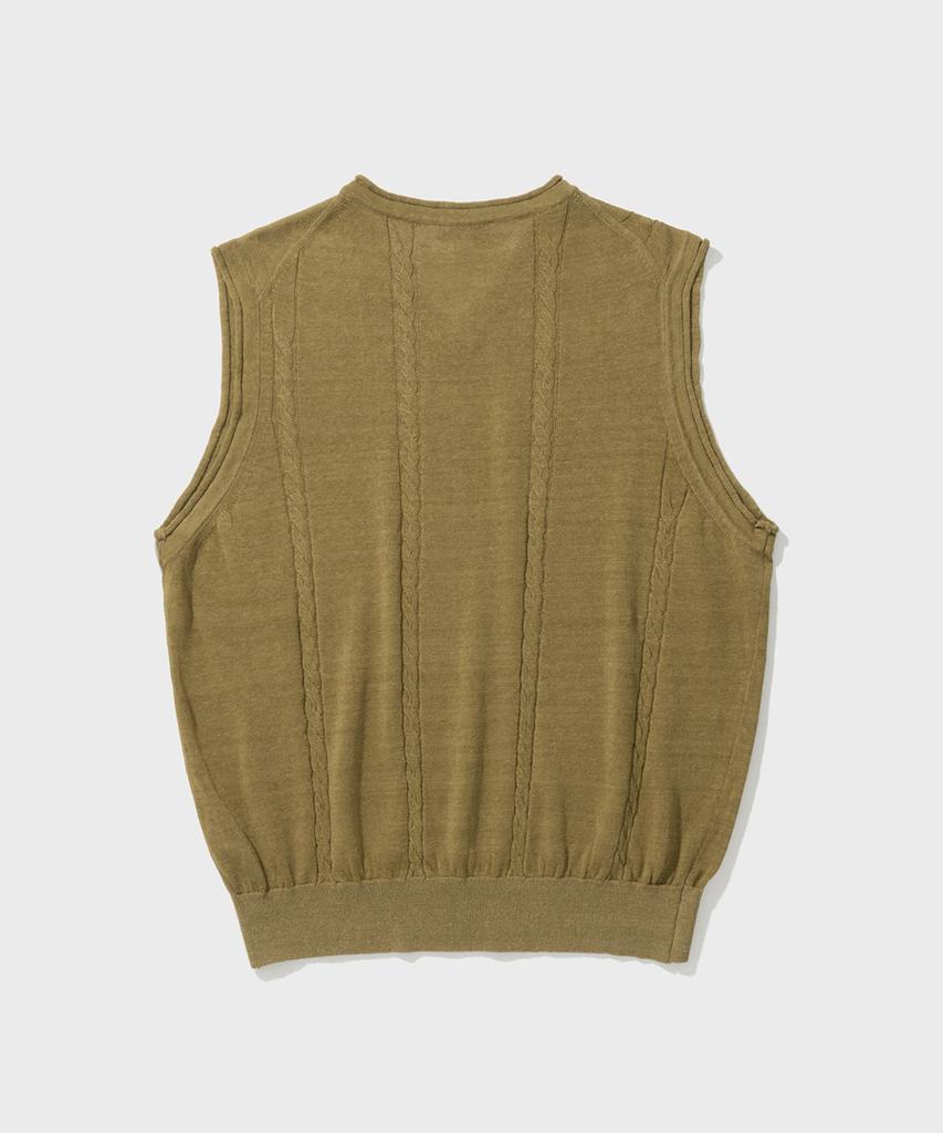 Shirter Cable Linen Knit Vest (Beige)