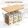 2 Set Pantry Organizers with Bamboo Lids Stackable Clear Bins for Potato Fruit Vegetable Storage Kitchen and Under Sink Organiz