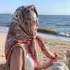 Atmosphere coffee color cashew flower velvet 91 large square scarf women's spring and autumn fashion scarf shawl dual-purpose temperament silk scarf