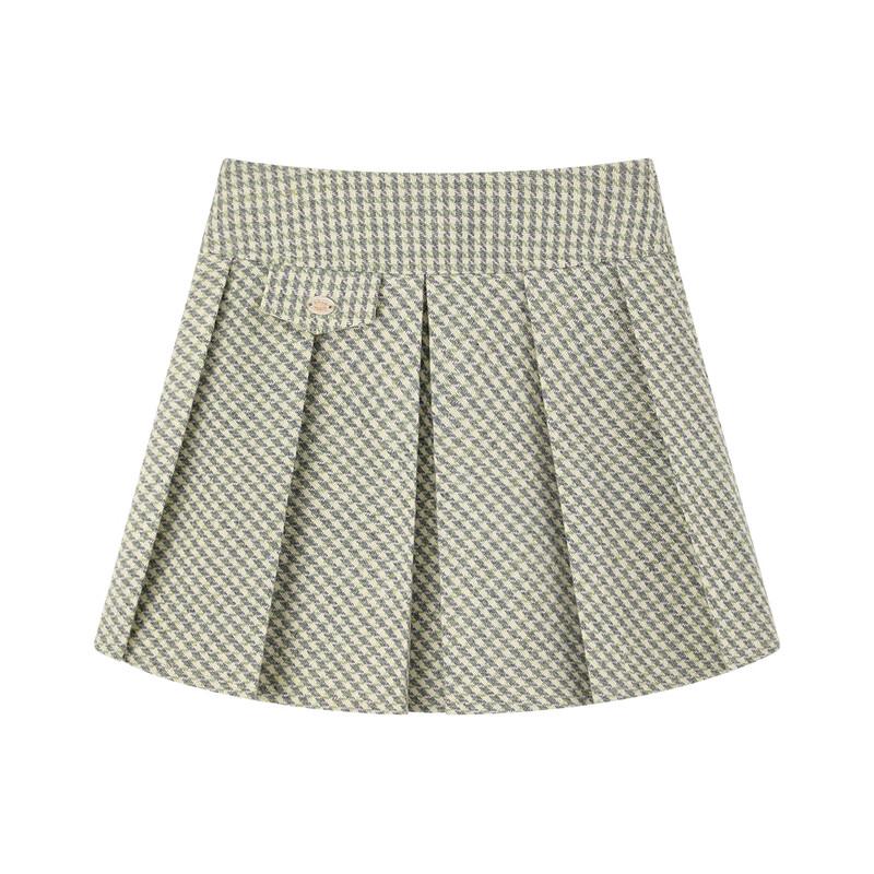 ELLE KIDS Girls' Houndstooth Pleated High-Waist Skirt