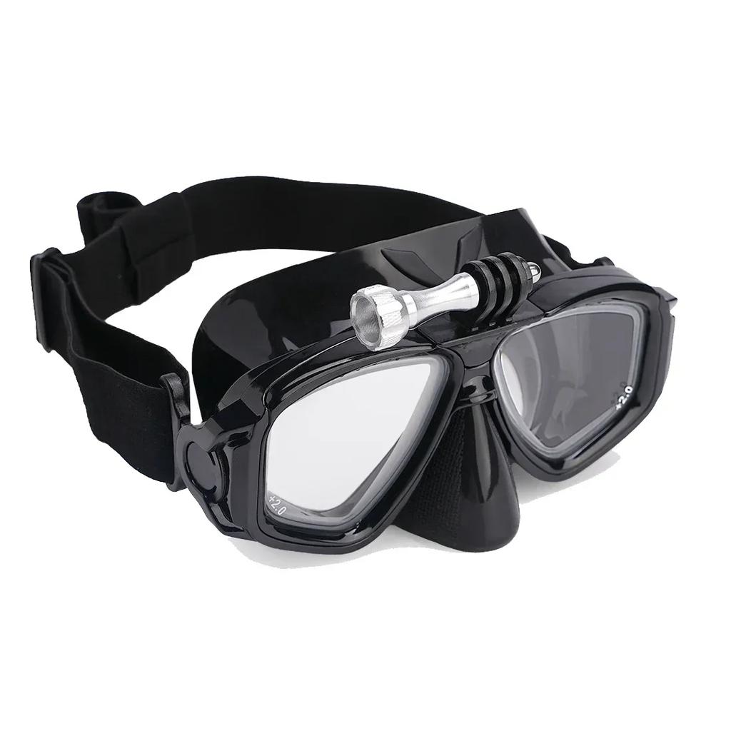 Set de máscara de buceo para miopía con soporte para cámara, lente templada, gafas de buceo y natación, banda elástica ajustable, caja de regalo