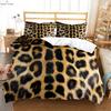 Animal Texture Leopard 3D Printed Quilt Cover Bedding Set Polyester Machine Washable Quilt Cover Pillowcase Three-piece Set